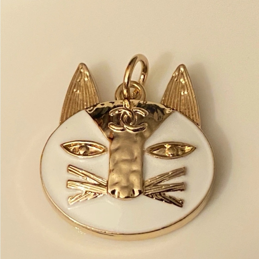 Gold and White Cat CC Pendant